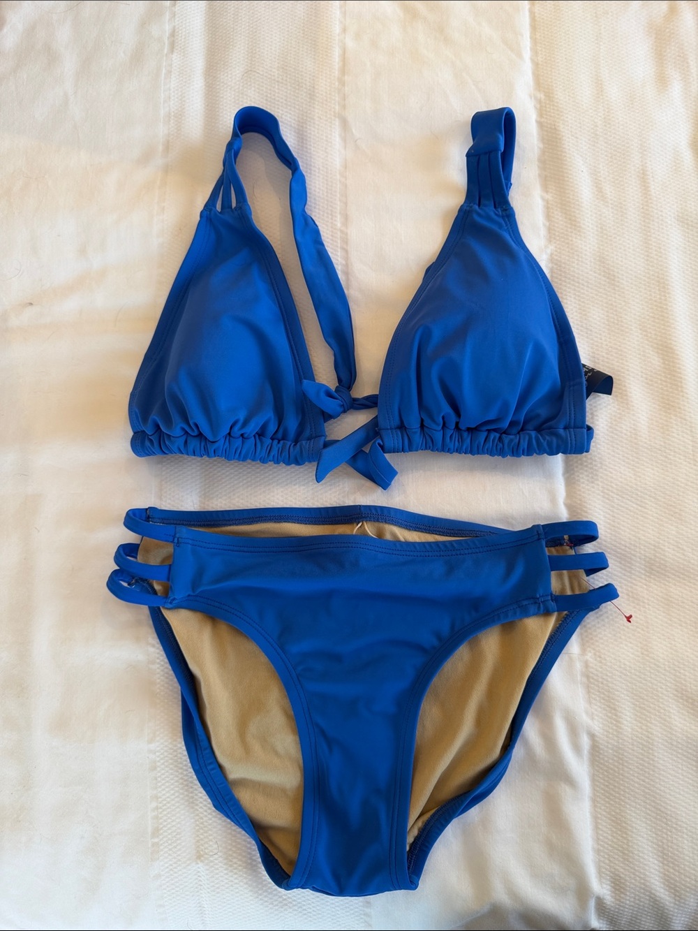 Royal Blue Triangle Bikini with Triple-Strap Sides